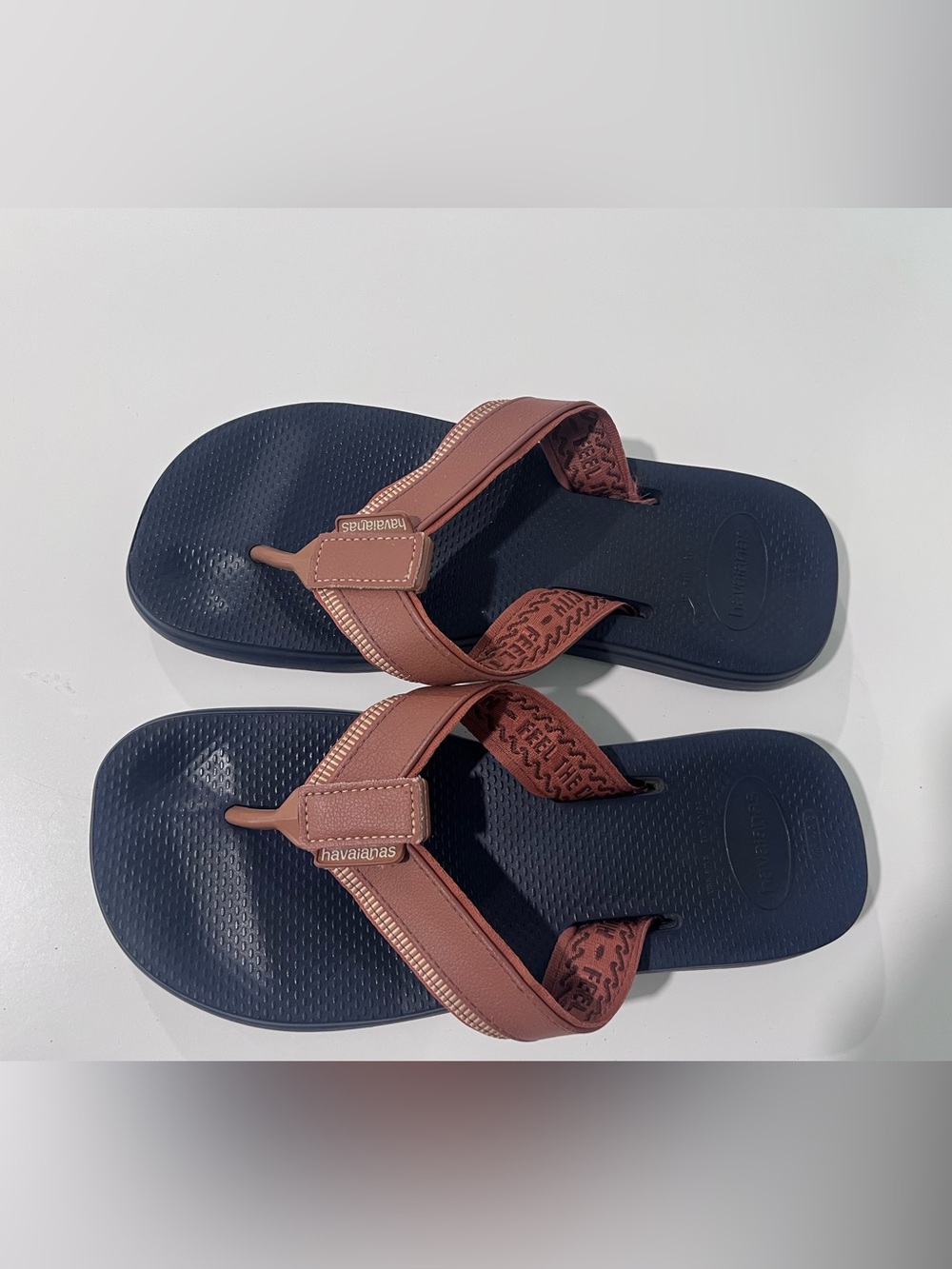 Havaianas Navy Blue Footbed with Brown Straps Men’s Flip-Flops